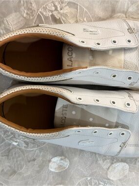 Lacoste White Leather Sneakers with Tan Insole